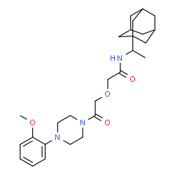 ChemSpider 2D Image | N-[1-(Adamantan-1-yl)ethyl]-2-{2-[4-(2-methoxyphenyl)-1-piperazinyl]-2-oxoethoxy}acetamide | C27H39N3O4