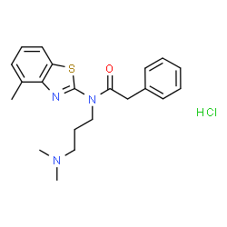 ChemSpider 2D Image | N-[3-(Dimethylamino)propyl]-N-(4-methyl-1,3-benzothiazol-2-yl)-2-phenylacetamide hydrochloride (1:1) | C21H26ClN3OS