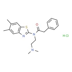 ChemSpider 2D Image | N-[2-(Dimethylamino)ethyl]-N-(5,6-dimethyl-1,3-benzothiazol-2-yl)-2-phenylacetamide hydrochloride (1:1) | C21H26ClN3OS