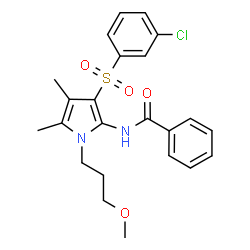 ChemSpider 2D Image | N-{3-[(3-Chlorophenyl)sulfonyl]-1-(3-methoxypropyl)-4,5-dimethyl-1H-pyrrol-2-yl}benzamide | C23H25ClN2O4S