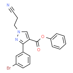 ChemSpider 2D Image | Phenyl 3-(3-bromophenyl)-1-(2-cyanoethyl)-1H-pyrazole-4-carboxylate | C19H14BrN3O2
