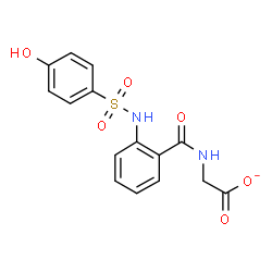 ChemSpider 2D Image | N-(2-(4-Hydroxyphenylsulfonylamino)benzoyl)aminoacetate | C15H13N2O6S