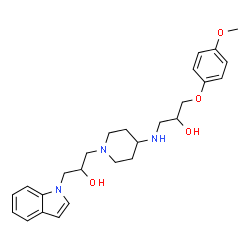 ChemSpider 2D Image | 1-({1-[2-Hydroxy-3-(1H-indol-1-yl)propyl]-4-piperidinyl}amino)-3-(4-methoxyphenoxy)-2-propanol | C26H35N3O4