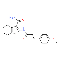 ChemSpider 2D Image | 2-{[3-(4-Methoxyphenyl)acryloyl]amino}-4,5,6,7-tetrahydro-1-benzothiophene-3-carboxamide | C19H20N2O3S