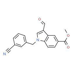 ChemSpider 2D Image | Methyl 1-(3-cyanobenzyl)-3-formyl-1H-indole-5-carboxylate | C19H14N2O3
