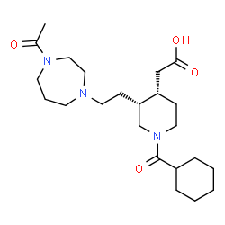 ChemSpider 2D Image | [(3R,4S)-3-[2-(4-Acetyl-1,4-diazepan-1-yl)ethyl]-1-(cyclohexylcarbonyl)-4-piperidinyl]acetic acid | C23H39N3O4