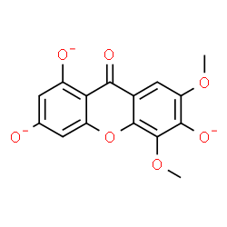 ChemSpider 2D Image | 5,7-Dimethoxy-9-oxo-9H-xanthene-1,3,6-triolate | C15H9O7