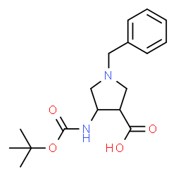 ChemSpider 2D Image | 1-Benzyl-4-({[(2-methyl-2-propanyl)oxy]carbonyl}amino)-3-pyrrolidinecarboxylic acid | C17H24N2O4