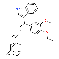ChemSpider 2D Image | N-[2-(4-Ethoxy-3-methoxyphenyl)-2-(1H-indol-3-yl)ethyl]-1-adamantanecarboxamide | C30H36N2O3