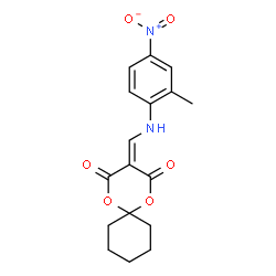 ChemSpider 2D Image | 3-{[(2-Methyl-4-nitrophenyl)amino]methylene}-1,5-dioxaspiro[5.5]undecane-2,4-dione | C17H18N2O6