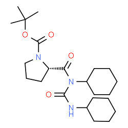ChemSpider 2D Image | 2-Methyl-2-propanyl (2S)-2-[cyclohexyl(cyclohexylcarbamoyl)carbamoyl]-1-pyrrolidinecarboxylate | C23H39N3O4
