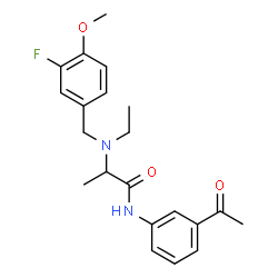 ChemSpider 2D Image | N-(3-Acetylphenyl)-N~2~-ethyl-N~2~-(3-fluoro-4-methoxybenzyl)alaninamide | C21H25FN2O3