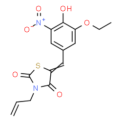 ChemSpider 2D Image | 3-Allyl-5-(3-ethoxy-4-hydroxy-5-nitrobenzylidene)-1,3-thiazolidine-2,4-dione | C15H14N2O6S