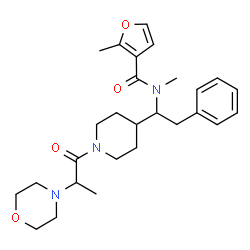 ChemSpider 2D Image | N,2-Dimethyl-N-(1-{1-[2-(4-morpholinyl)propanoyl]-4-piperidinyl}-2-phenylethyl)-3-furamide | C27H37N3O4