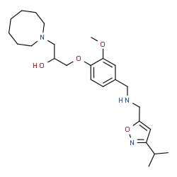 ChemSpider 2D Image | 1-(1-Azocanyl)-3-[4-({[(3-isopropyl-1,2-oxazol-5-yl)methyl]amino}methyl)-2-methoxyphenoxy]-2-propanol | C25H39N3O4