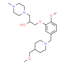 ChemSpider 2D Image | 1-(2-Methoxy-5-{[4-(methoxymethyl)-1-piperidinyl]methyl}phenoxy)-3-(4-methyl-1-piperazinyl)-2-propanol | C23H39N3O4