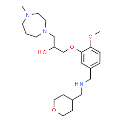ChemSpider 2D Image | 1-(2-Methoxy-5-{[(tetrahydro-2H-pyran-4-ylmethyl)amino]methyl}phenoxy)-3-(4-methyl-1,4-diazepan-1-yl)-2-propanol | C23H39N3O4