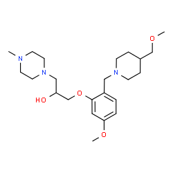 ChemSpider 2D Image | 1-(5-Methoxy-2-{[4-(methoxymethyl)-1-piperidinyl]methyl}phenoxy)-3-(4-methyl-1-piperazinyl)-2-propanol | C23H39N3O4