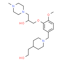 ChemSpider 2D Image | 1-(5-{[4-(2-Hydroxyethyl)-1-piperidinyl]methyl}-2-methoxyphenoxy)-3-(4-methyl-1-piperazinyl)-2-propanol | C23H39N3O4