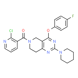ChemSpider 2D Image | (2-Chloro-3-pyridinyl)[4-(4-fluorophenoxy)-2-(1-piperidinyl)-7,8-dihydropyrido[4,3-d]pyrimidin-6(5H)-yl]methanone | C24H23ClFN5O2
