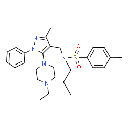 ChemSpider 2D Image | N-{[5-(4-Ethyl-1-piperazinyl)-3-methyl-1-phenyl-1H-pyrazol-4-yl]methyl}-4-methyl-N-propylbenzenesulfonamide | C27H37N5O2S