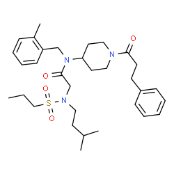 ChemSpider 2D Image | N-(2-Methylbenzyl)-N~2~-(3-methylbutyl)-N-[1-(3-phenylpropanoyl)-4-piperidinyl]-N~2~-(propylsulfonyl)glycinamide | C32H47N3O4S