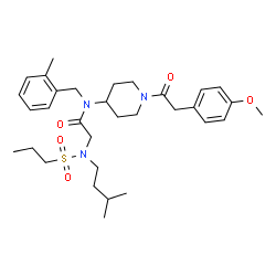 ChemSpider 2D Image | N-{1-[(4-Methoxyphenyl)acetyl]-4-piperidinyl}-N-(2-methylbenzyl)-N~2~-(3-methylbutyl)-N~2~-(propylsulfonyl)glycinamide | C32H47N3O5S