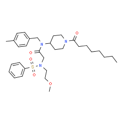 ChemSpider 2D Image | N~2~-(2-Methoxyethyl)-N-(4-methylbenzyl)-N-(1-octanoyl-4-piperidinyl)-N~2~-(phenylsulfonyl)glycinamide | C32H47N3O5S