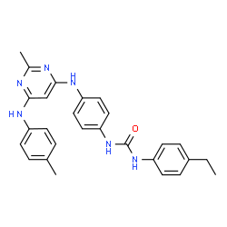 ChemSpider 2D Image | 1-(4-Ethylphenyl)-3-[4-({2-methyl-6-[(4-methylphenyl)amino]-4-pyrimidinyl}amino)phenyl]urea | C27H28N6O