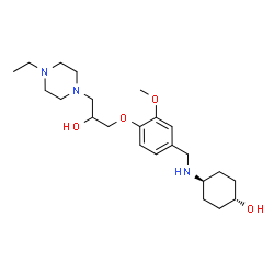 ChemSpider 2D Image | trans-4-({4-[3-(4-Ethyl-1-piperazinyl)-2-hydroxypropoxy]-3-methoxybenzyl}amino)cyclohexanol | C23H39N3O4