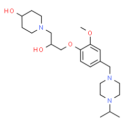 ChemSpider 2D Image | 1-(2-Hydroxy-3-{4-[(4-isopropyl-1-piperazinyl)methyl]-2-methoxyphenoxy}propyl)-4-piperidinol | C23H39N3O4