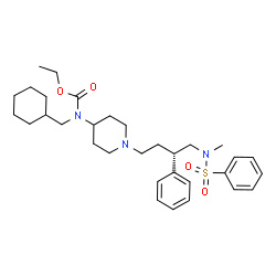 ChemSpider 2D Image | Ethyl (cyclohexylmethyl)(1-{(3S)-4-[methyl(phenylsulfonyl)amino]-3-phenylbutyl}-4-piperidinyl)carbamate | C32H47N3O4S