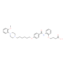 ChemSpider 2D Image | 4-(2-{[4-({6-[4-(2-Methoxyphenyl)-1-piperazinyl]hexyl}oxy)benzoyl]amino}phenoxy)butanoic acid | C34H43N3O6