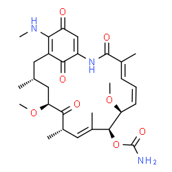 ChemSpider 2D Image | (4E,6Z,8S,9S,10E,12S,14S,16R)-8,14-Dimethoxy-4,10,12,16-tetramethyl-19-(methylamino)-3,13,20,22-tetraoxo-2-azabicyclo[16.3.1]docosa-1(21),4,6,10,18-pentaen-9-yl carbamate | C29H39N3O8