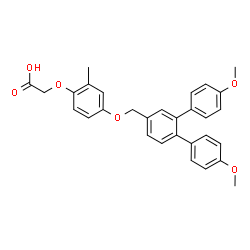 ChemSpider 2D Image | {4-[(4,4''-Dimethoxy-1,1':2',1''-terphenyl-4'-yl)methoxy]-2-methylphenoxy}acetic acid | C30H28O6
