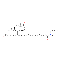 ChemSpider 2D Image | N-Butyl-11-[(7alpha,17beta)-17-hydroxy-3-oxoandrostan-7-yl]-N-methylundecanamide | C35H61NO3