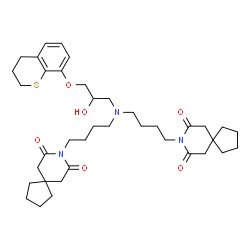 ChemSpider 2D Image | 8,8'-({[3-(3,4-Dihydro-2H-thiochromen-8-yloxy)-2-hydroxypropyl]imino}di-4,1-butanediyl)bis(8-azaspiro[4.5]decane-7,9-dione) | C38H55N3O6S