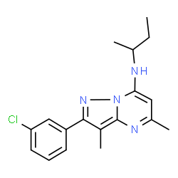 ChemSpider 2D Image | N-sec-Butyl-2-(3-chlorophenyl)-3,5-dimethylpyrazolo[1,5-a]pyrimidin-7-amine | C18H21ClN4