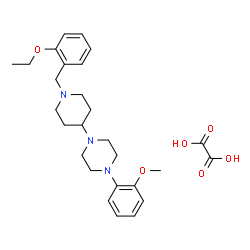 ChemSpider 2D Image | 1-[1-(2-Ethoxybenzyl)-4-piperidinyl]-4-(2-methoxyphenyl)piperazine ethanedioate (1:1) | C27H37N3O6