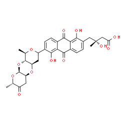 ChemSpider 2D Image | (3R)-4-{6-[(2S,4aS,5aR,9R,9aR,10aR)-2,9-Dimethyl-3-oxooctahydro-2H,5aH-dipyrano[2,3-b:4',3'-e][1,4]dioxin-7-yl]-1,5-dihydroxy-9,10-dioxo-9,10-dihydro-2-anthracenyl}-3-hydroxy-3-methylbutanoic acid (no
n-preferred name) | C31H32O12