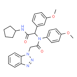 ChemSpider 2D Image | 2-(1H-Benzotriazol-1-yl)-N-[2-(cyclopentylamino)-1-(3-methoxyphenyl)-2-oxoethyl]-N-(4-methoxyphenyl)acetamide | C29H31N5O4