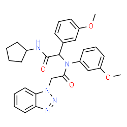 ChemSpider 2D Image | 2-(1H-Benzotriazol-1-yl)-N-[2-(cyclopentylamino)-1-(3-methoxyphenyl)-2-oxoethyl]-N-(3-methoxyphenyl)acetamide | C29H31N5O4