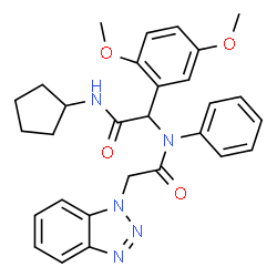 ChemSpider 2D Image | 2-(1H-Benzotriazol-1-yl)-N-[2-(cyclopentylamino)-1-(2,5-dimethoxyphenyl)-2-oxoethyl]-N-phenylacetamide | C29H31N5O4