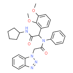 ChemSpider 2D Image | 2-(1H-Benzotriazol-1-yl)-N-[2-(cyclopentylamino)-1-(2,3-dimethoxyphenyl)-2-oxoethyl]-N-phenylacetamide | C29H31N5O4