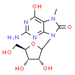 ChemSpider 2D Image | 2-Amino-7-methyl-9-(D-ribofuranosyl)-7,9-dihydro-1H-purine-6,8-dione | C11H15N5O6