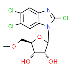 ChemSpider 2D Image | 2,5,6-Trichloro-1-(5-O-methyl-D-ribofuranosyl)-1H-benzimidazole | C13H13Cl3N2O4