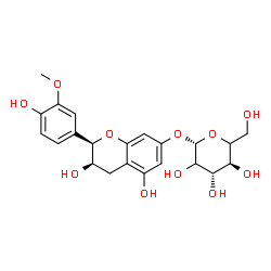 ChemSpider 2D Image | (2R,3R)-3,5-Dihydroxy-2-(4-hydroxy-3-methoxyphenyl)-3,4-dihydro-2H-chromen-7-yl beta-D-threo-hexopyranoside | C22H26O11