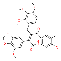 ChemSpider 2D Image | (2Z)-2-(7-Methoxy-1,3-benzodioxol-5-yl)-4-(4-methoxy-3-methylphenyl)-4-oxo-3-(2,3,4-trimethoxybenzyl)-2-butenoic acid | C30H30O10