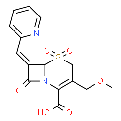 ChemSpider 2D Image | (7Z)-3-(Methoxymethyl)-8-oxo-7-(2-pyridinylmethylene)-5-thia-1-azabicyclo[4.2.0]oct-2-ene-2-carboxylic acid 5,5-dioxide | C15H14N2O6S