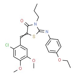 ChemSpider 2D Image | (2Z)-5-(2-Chloro-4,5-dimethoxybenzylidene)-2-[(4-ethoxyphenyl)imino]-3-propyl-1,3-thiazolidin-4-one | C23H25ClN2O4S